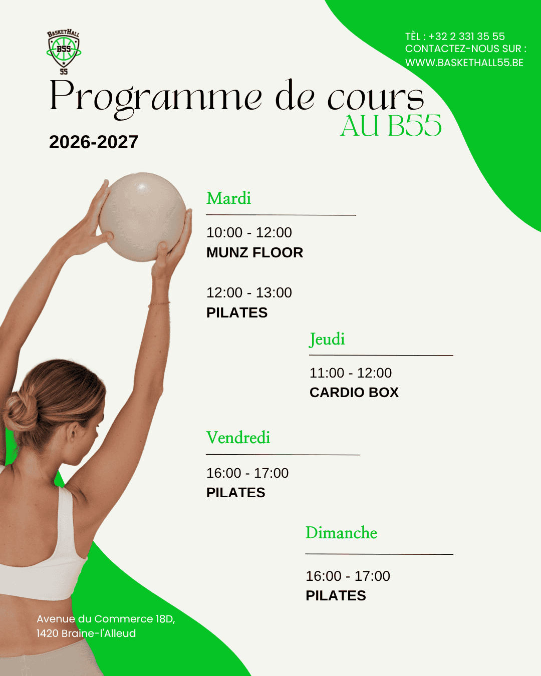 Beige Bordeau Moderne élégant Programme de cours sport Affiche A4 (Publication Instagram (45))